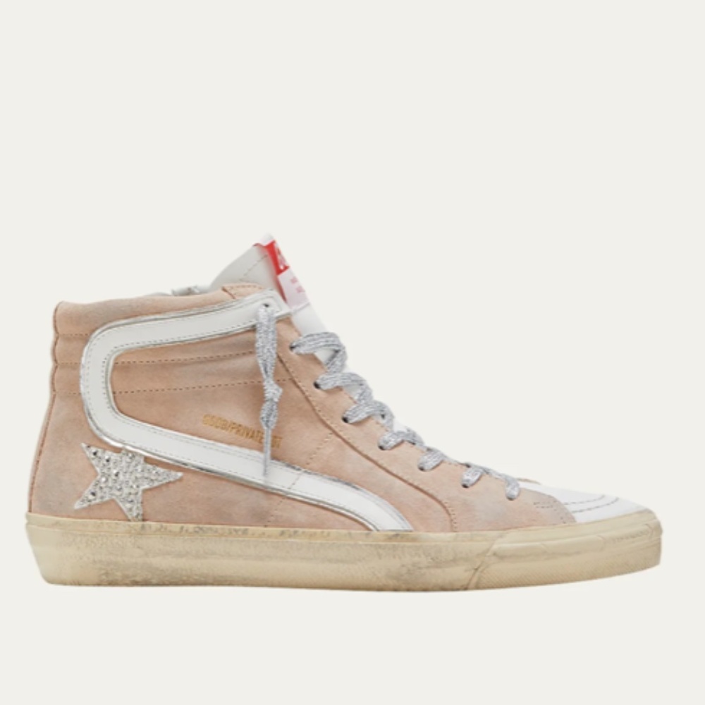 Golden Goose Slide Suede Glitter High-Top Sneakers 4959 - Retail $715